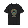 Black T-shirt with colorful dancing bears face graphic on the chest.