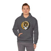 Charcoal pullover hoodie with hood and San Diego circular logo graphic