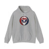 Light gray Washington Nationals hoodie with front circular team logo and skull graphic