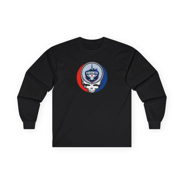 Toronto Blue Jays black long-sleeve T-shirt with circular Stealie logo
