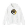 White Pittsburgh hoodie with front pouch pocket, drawstring hood, and Stealie logo