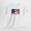 White short-sleeve t-shirt featuring Boston bear mascot and “BOSTON” chest graphic
