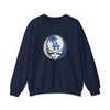 Navy crewneck sweatshirt with Dodgers Stealie circular skull logo, full front view