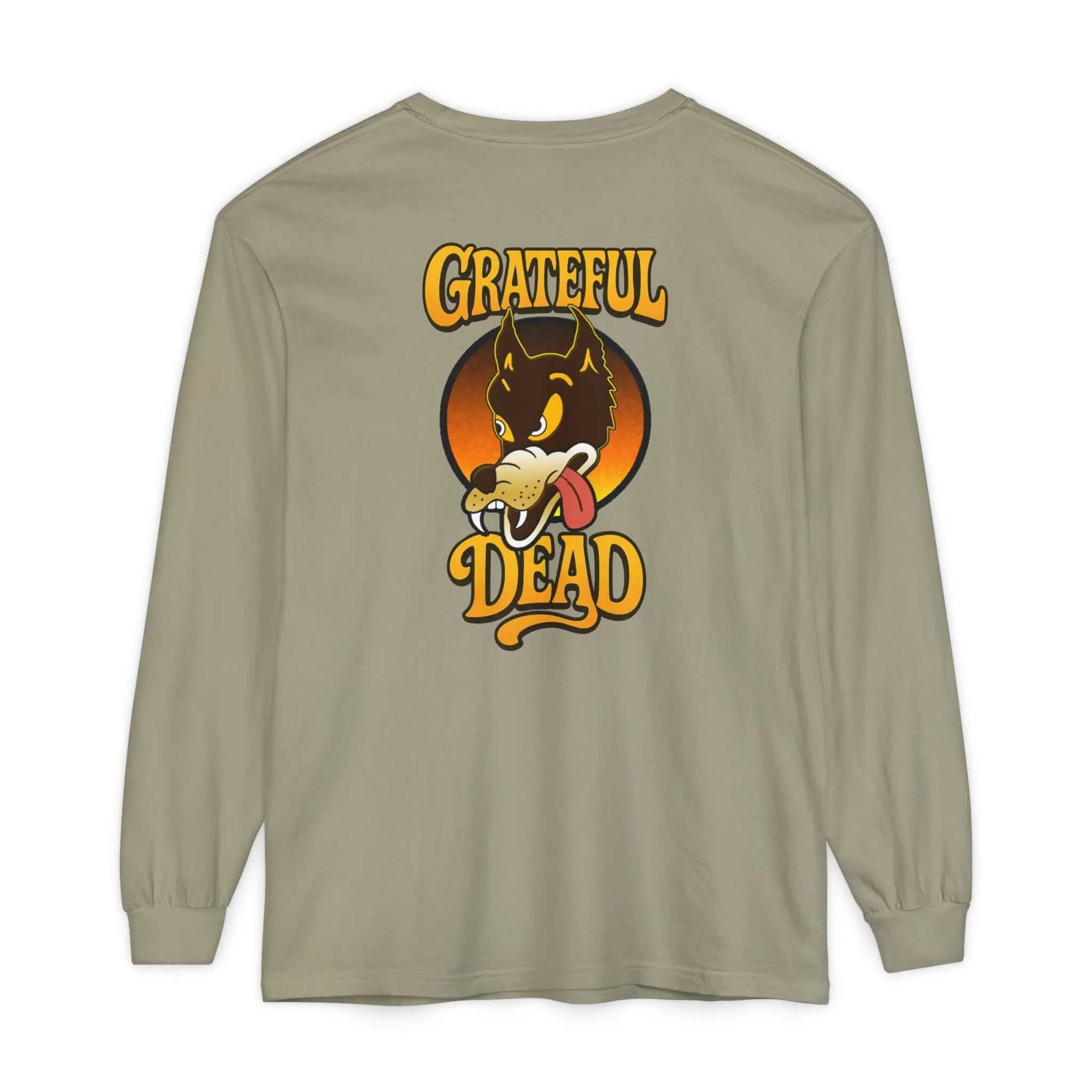 Sandstone long-sleeve shirt with back graphic “GRATEFUL DEAD” cartoon dog face