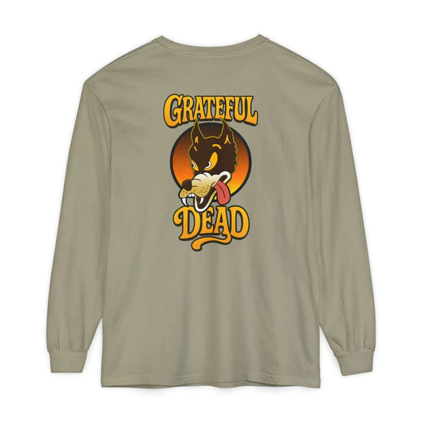 Sandstone long-sleeve shirt with back graphic “GRATEFUL DEAD” cartoon dog face
