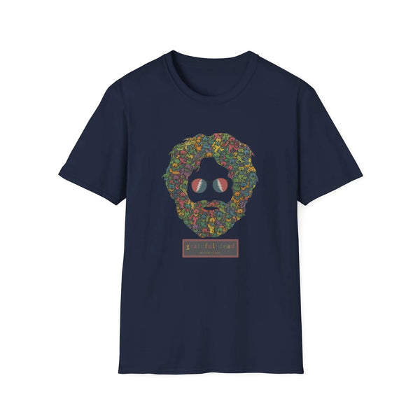 Navy T-shirt with colorful dancing bears face graphic and text print
