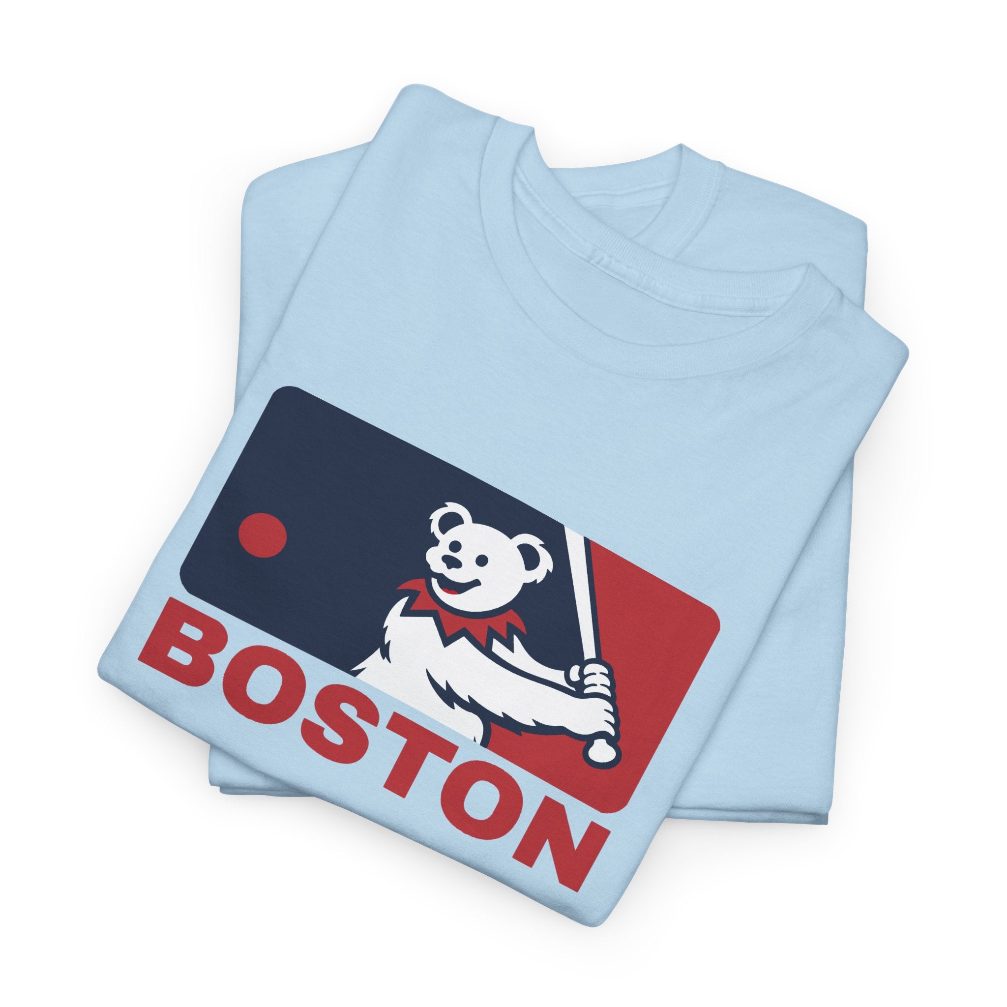 Light blue short-sleeve t-shirt set with Boston bear mascot and “BOSTON” logo