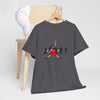 Cotton T-shirt in dark gray with front graphic print and short sleeves