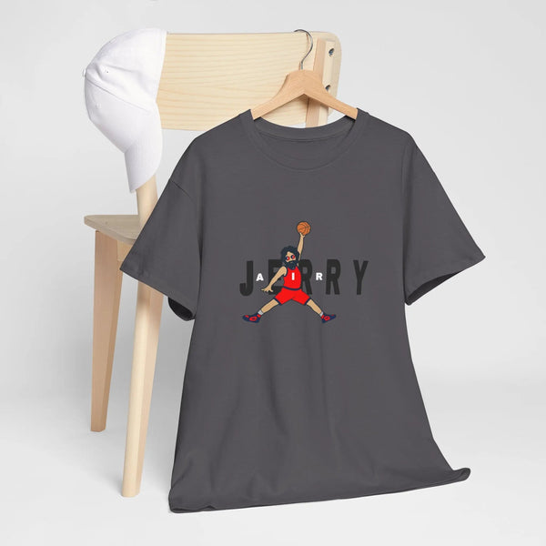 Cotton T-shirt in dark gray with front graphic print and short sleeves