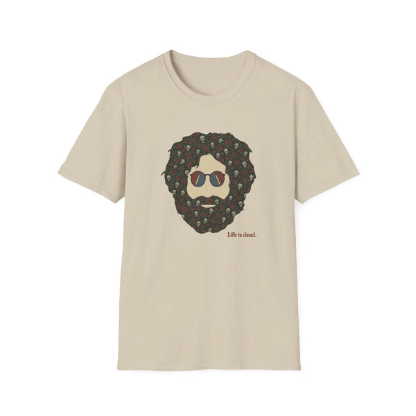 Sand crewneck T-shirt with bearded skull graphic front print