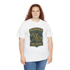 White short-sleeve t-shirt with Brewers skeleton logo on chest, worn by woman