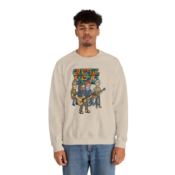 Light sand crewneck sweatshirt with Grateful Dead band graphic on the chest