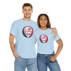 Light blue T-shirt with Yankees Stealie skull logo graphic on chest