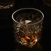 Silver-toned faceted Japanese crystal whisky tumbler with diamond cuts