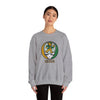 Sport gray crewneck sweatshirt with leprechaun Irish graphic front