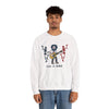 White crewneck sweatshirt with band graphic print on front