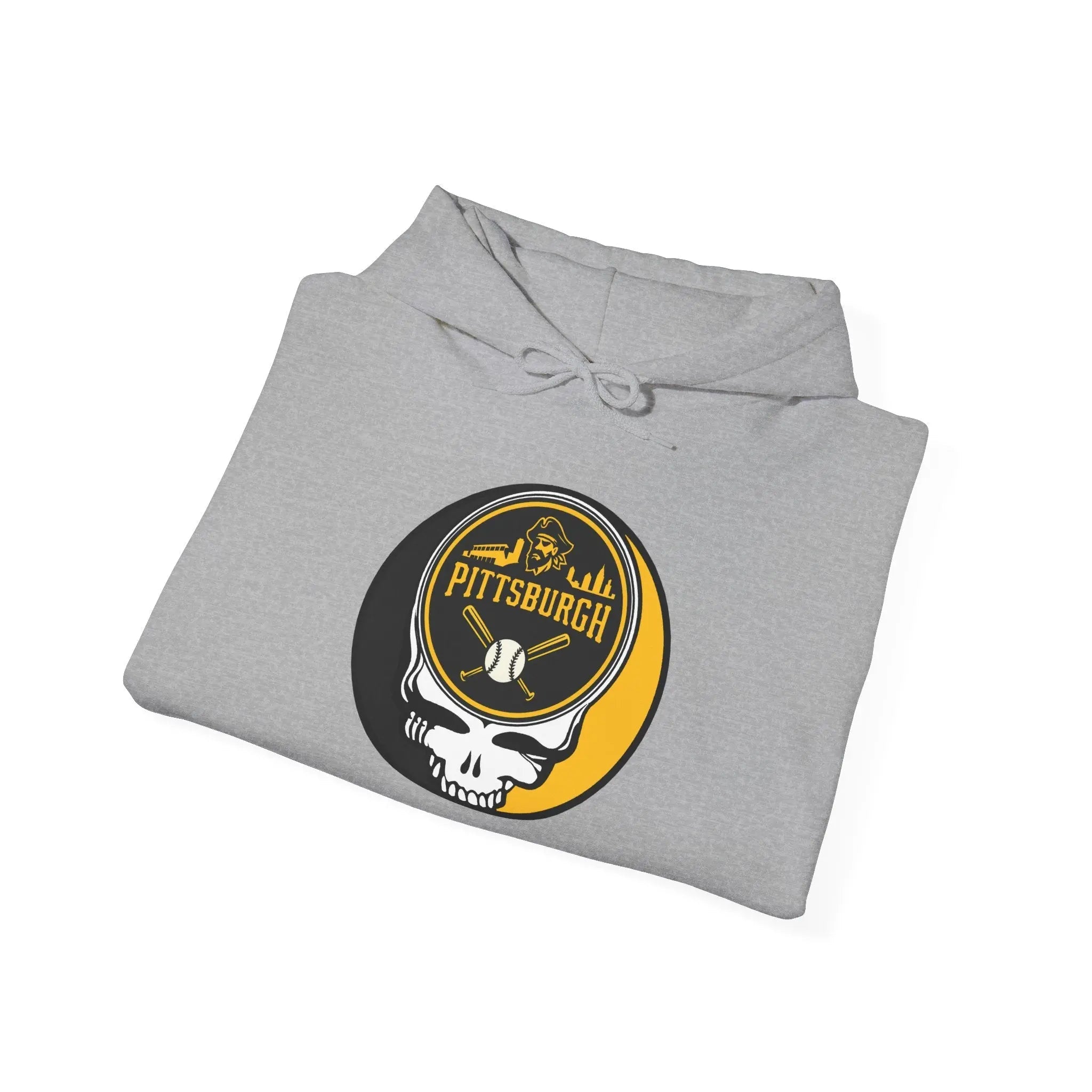 Light gray Pittsburgh Pirates hoodie with Stealie logo on chest