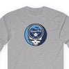 Long-sleeve T-shirt in heather gray with Tampa Bay logo patch graphic on chest.