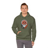 Olive green hoodie with circular Giants skull logo and dripping graphic