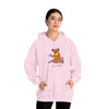 Pink bear graphic pullover hoodie with front pocket and drawstring hood