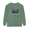 Long-sleeve garment-dyed green shirt, front graphic with “Keep on Truckin'”.
