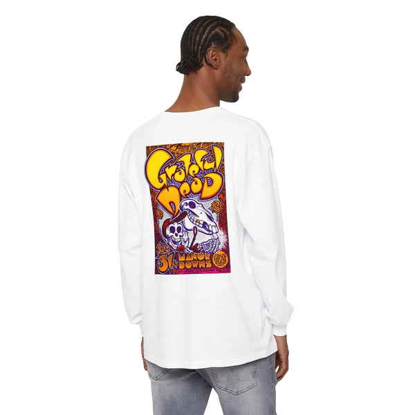 Long-sleeve T-shirt, white, back square graphic print