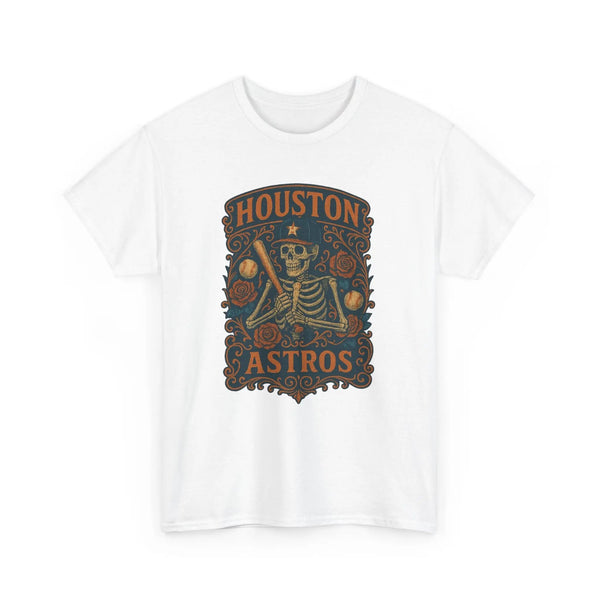 White Houston Astros graphic T-shirt with large front crest print