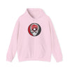 Light pink Cincinnati Reds Stealie hoodie with hood and front skull basketball emblem