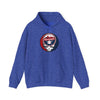 Royal blue Washington Nationals hoodie with front circular team logo and skull graphic