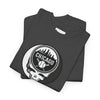 Dark gray Chicago Stealie skull T-shirt with circular Chicago logo graphic on chest