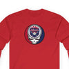 Atlanta Braves long-sleeve T-shirt in red with front circular skull logo