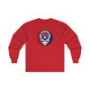 Atlanta Braves long-sleeve T-shirt in red with small front skull team emblem