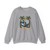Sport gray crewneck sweatshirt with front bear-and-palm tree graphic