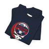 Navy Boston Red Sox T-shirt with circular skull team logo graphic, folded