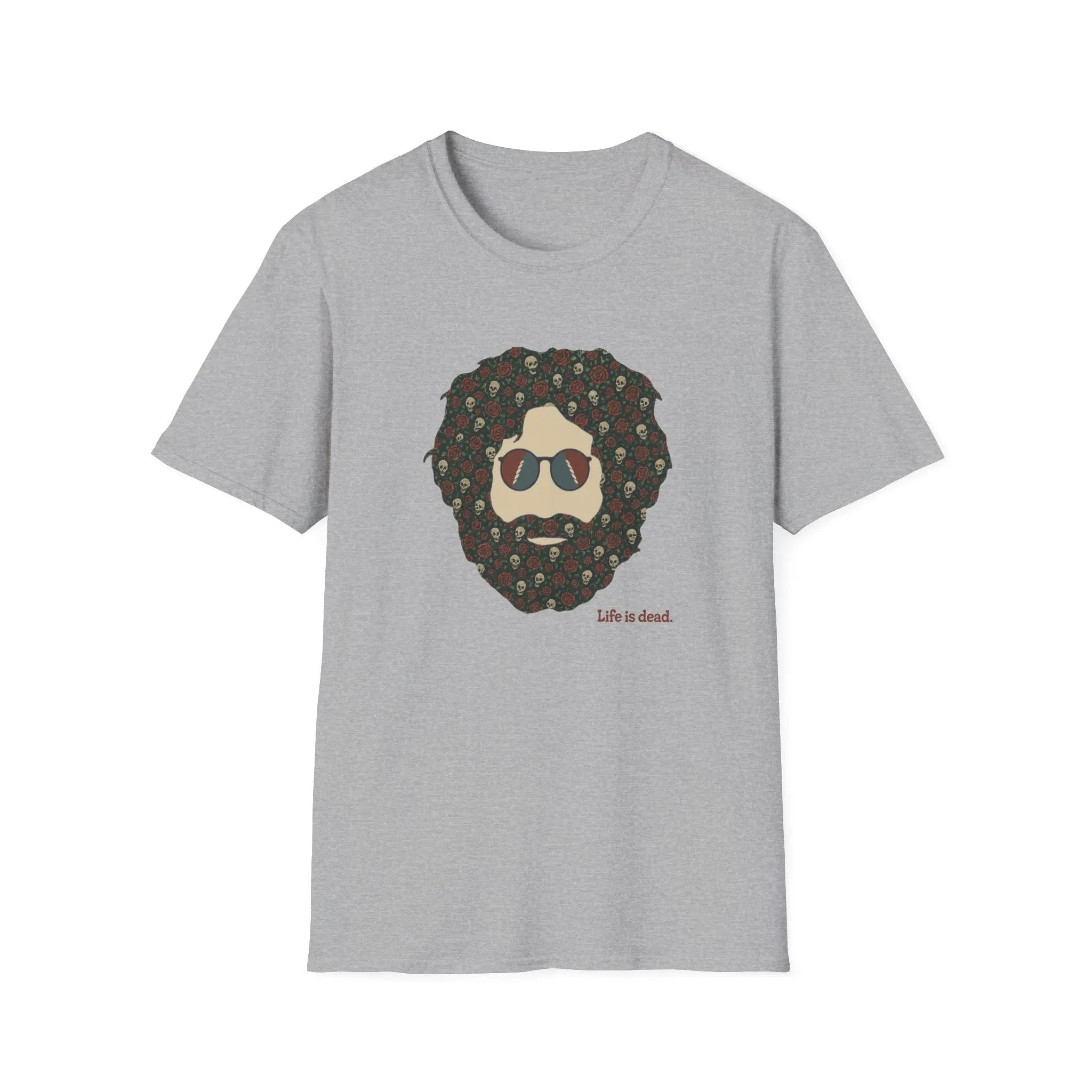 Sport grey crewneck T-shirt with bearded skull graphic front print