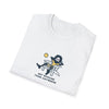 White crew-neck T-shirt, folded, with cartoon “NOT WORKING FROM ANYWHERE” chest graphic