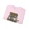 Light pink crewneck sweatshirt laid flat with Grateful Dead band chest graphic