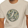 Beige T-shirt with camo skull lightning graphic