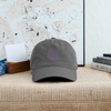 Dark gray dad hat with Life is Dead rainbow sunburst logo on front