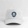 White dad hat with front Stealie graphic logo