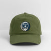Green dad hat with round New York Yankees logo patch on the front.
