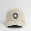 Khaki dad hat with front Stealie graphic logo