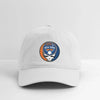White dad hat with New York Mets logo patch on front