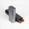 Tübr Gordo aluminum cigar case with two cigars, silver and black