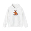 White bear graphic pullover hoodie with front pocket and drawstring hood