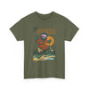 Military green T-shirt with Ski New Mexico retro ski graphic, crew neck