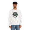 White crewneck sweatshirt with Jeep logo front graphic
