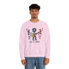 Light pink crewneck sweatshirt with band graphic print on front
