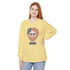 Butter yellow long-sleeve T-shirt with patriotic bear graphic on chest