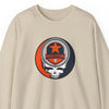 Sand crewneck sweatshirt with Houston Astros Stealie skull logo on chest
